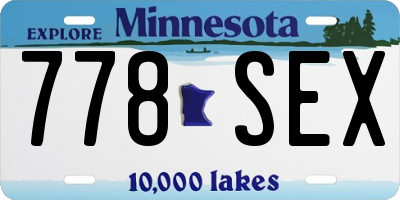 MN license plate 778SEX