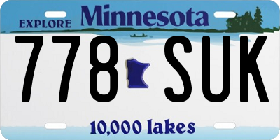 MN license plate 778SUK