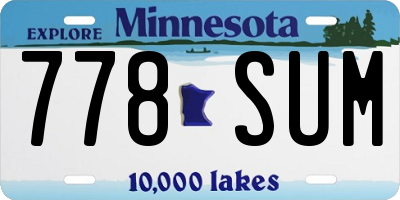 MN license plate 778SUM