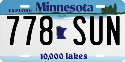 MN license plate 778SUN