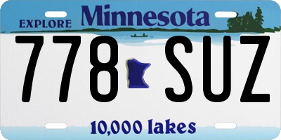 MN license plate 778SUZ