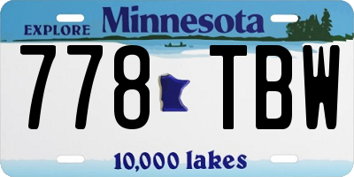 MN license plate 778TBW