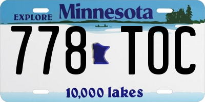 MN license plate 778TOC