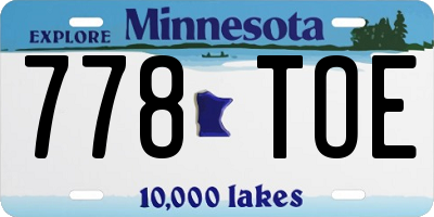 MN license plate 778TOE