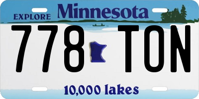 MN license plate 778TON