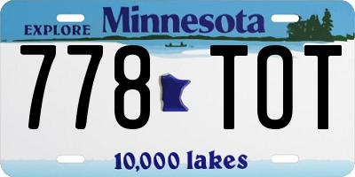 MN license plate 778TOT
