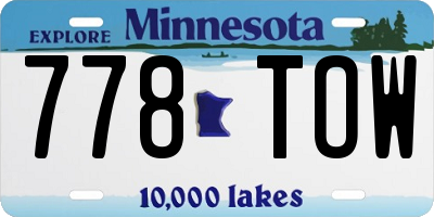 MN license plate 778TOW