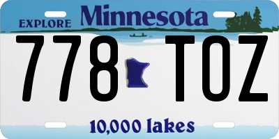 MN license plate 778TOZ