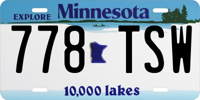 MN license plate 778TSW