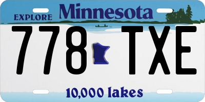 MN license plate 778TXE