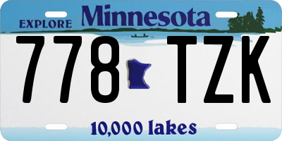 MN license plate 778TZK