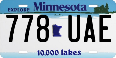 MN license plate 778UAE