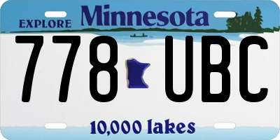 MN license plate 778UBC