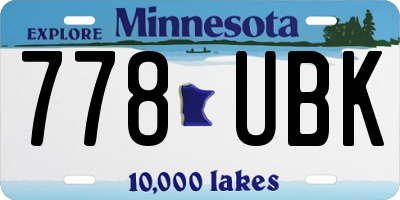MN license plate 778UBK