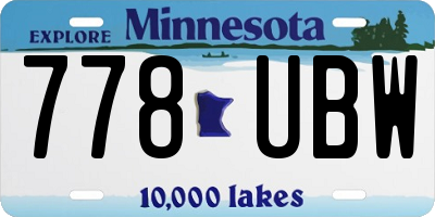 MN license plate 778UBW