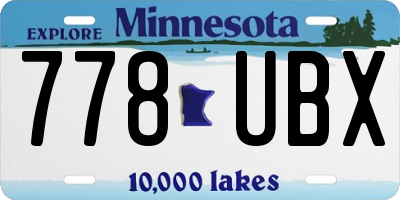 MN license plate 778UBX