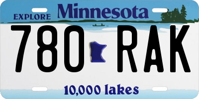 MN license plate 780RAK