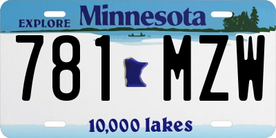 MN license plate 781MZW