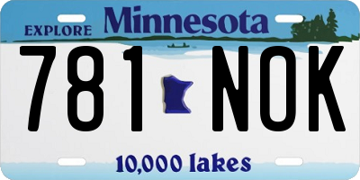 MN license plate 781NOK