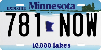 MN license plate 781NOW