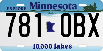 MN license plate 781OBX