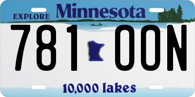 MN license plate 781OON