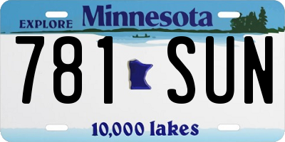 MN license plate 781SUN