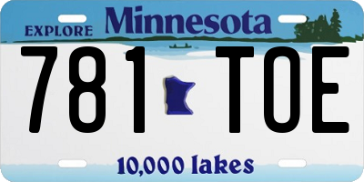 MN license plate 781TOE
