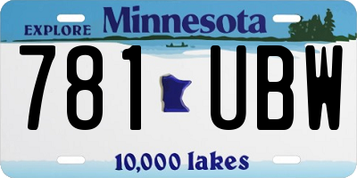 MN license plate 781UBW