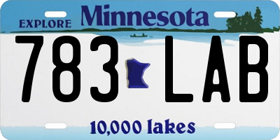 MN license plate 783LAB