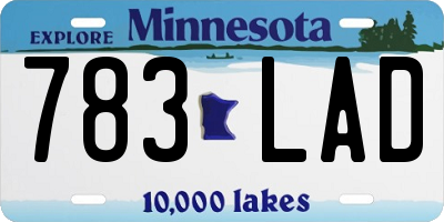 MN license plate 783LAD