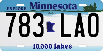MN license plate 783LAO