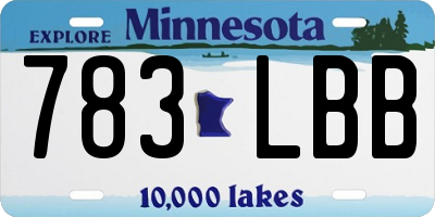 MN license plate 783LBB