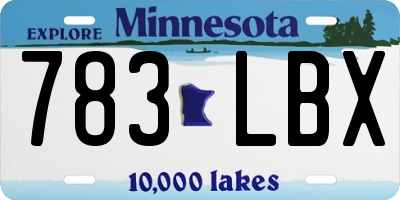 MN license plate 783LBX