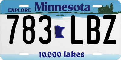 MN license plate 783LBZ