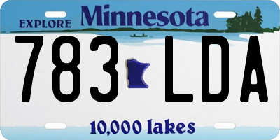MN license plate 783LDA