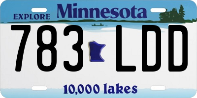 MN license plate 783LDD