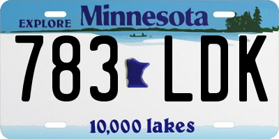MN license plate 783LDK