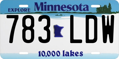 MN license plate 783LDW