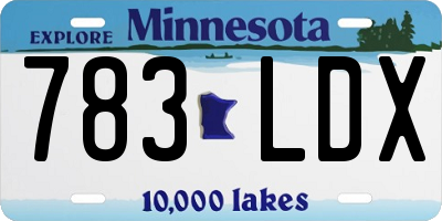 MN license plate 783LDX