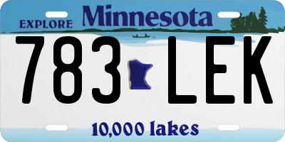 MN license plate 783LEK