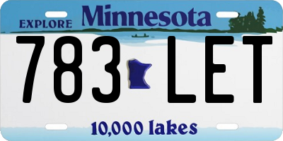 MN license plate 783LET