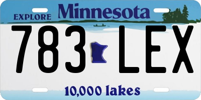 MN license plate 783LEX