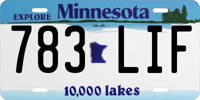 MN license plate 783LIF