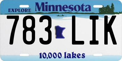 MN license plate 783LIK