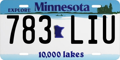MN license plate 783LIU
