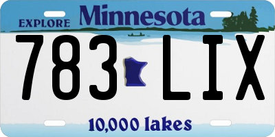 MN license plate 783LIX