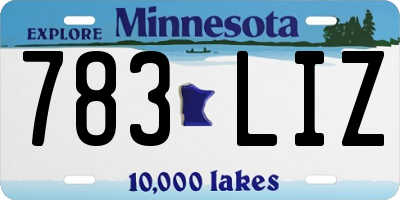 MN license plate 783LIZ