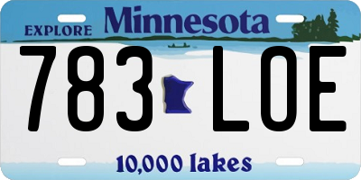 MN license plate 783LOE