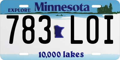 MN license plate 783LOI